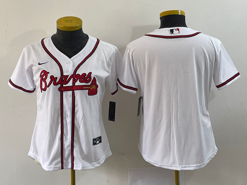 Women's Atlanta Braves White Stitched Jersey(Run Small)
